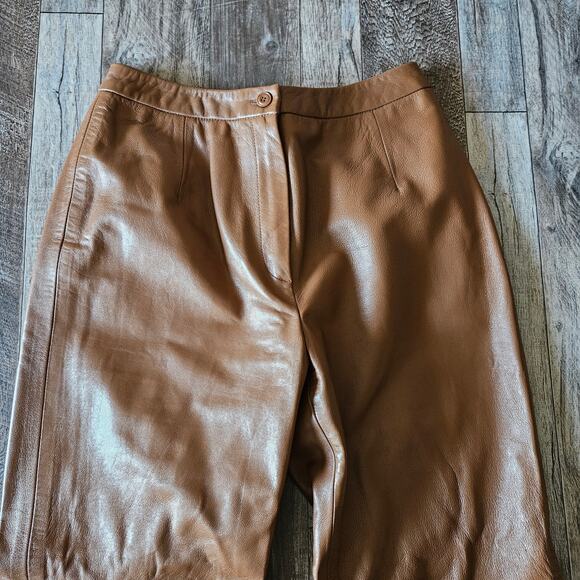 Vintage Leather Pant Carlisle Women Size 4 Tan Brown Boho Lined High Waist Small - Picture 7 of 9